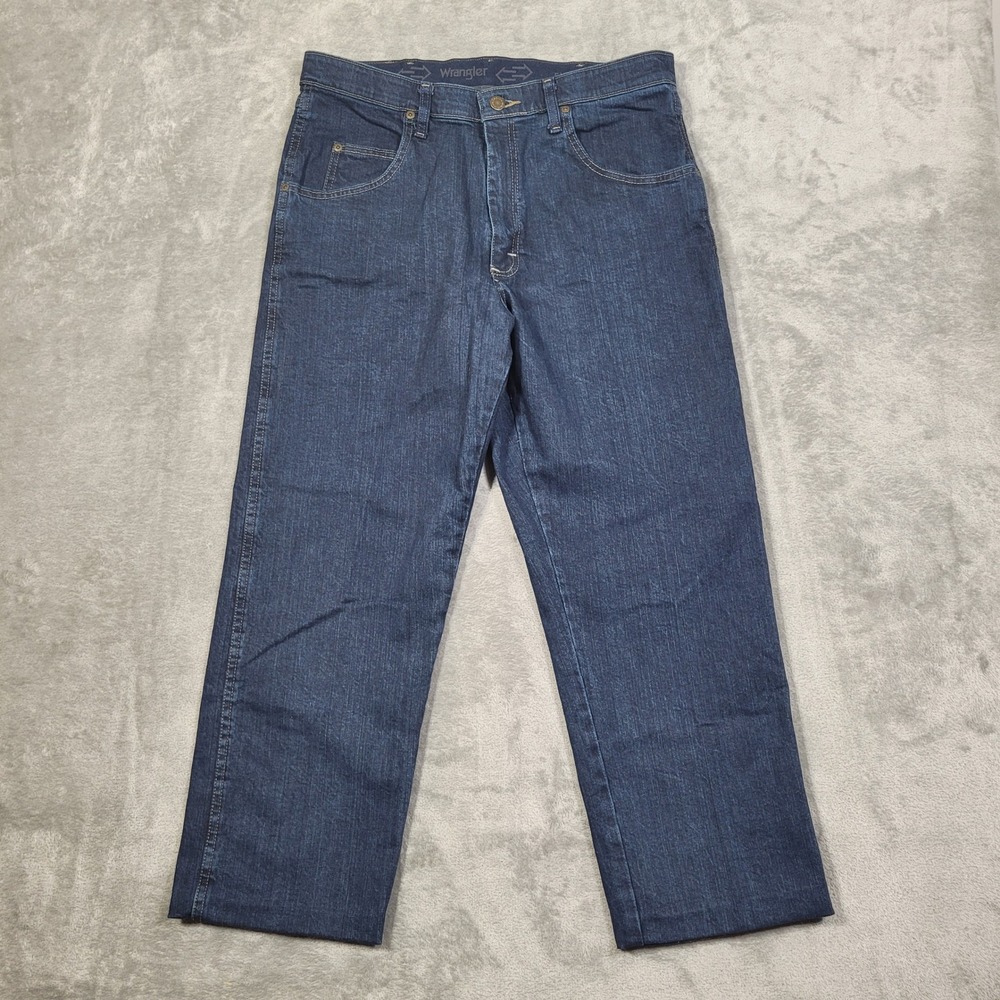 Wrangler Jeans Rugged Wear Mens 34x30 (Fits 34x26) Flex Relaxed Fit Denim Blue